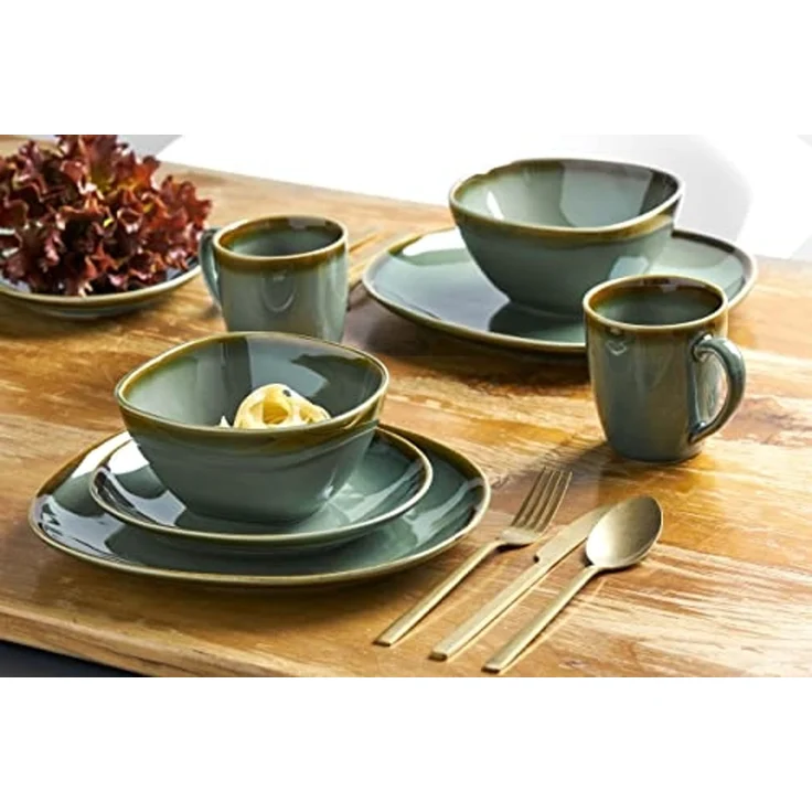 van Well Geschirr-Set Sines (8-tlg), 2 Personen, Steingut, robust, perfekt für den täglichen Gebrauch – Bild 2
