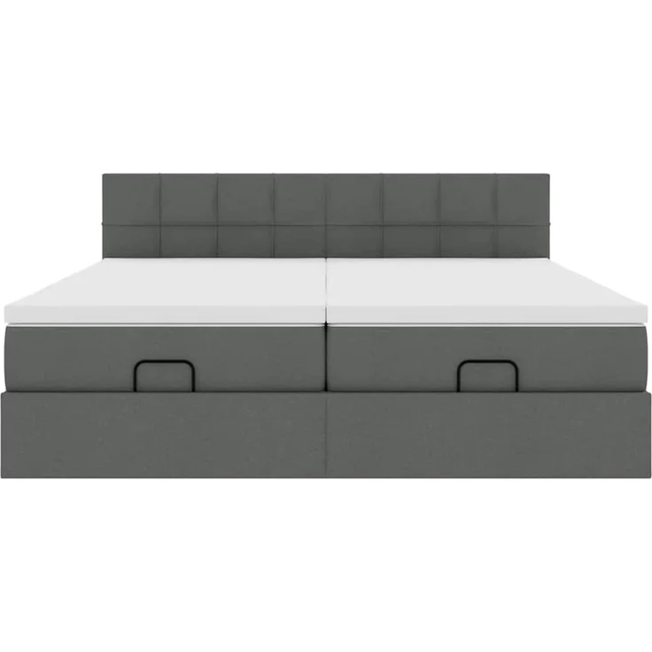 vidaXL Ottoman-Bett mit Matratzen & LEDs Dunkelgrau 160x200 cm Stoff 3312837 – Bild 6