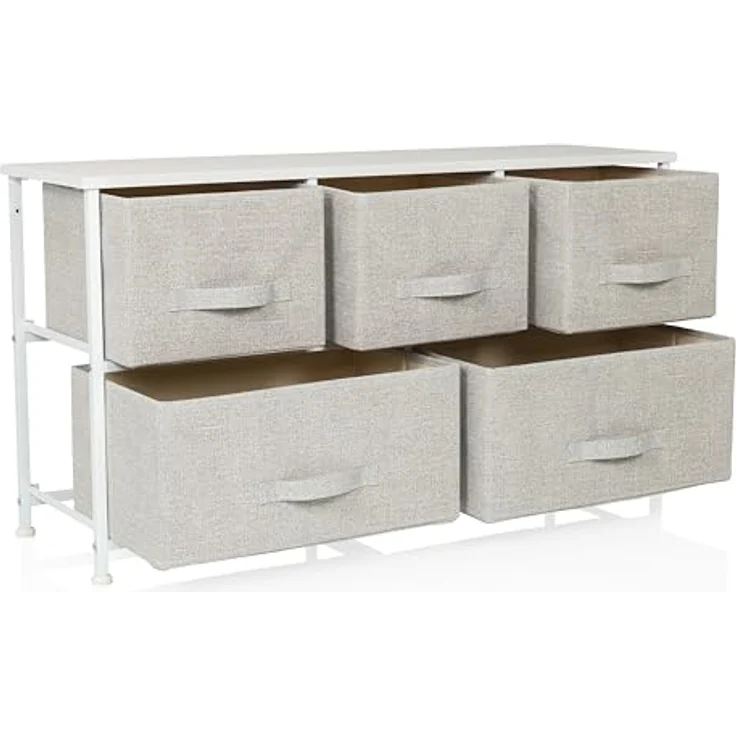 hjh LIVING Kommode mit 5 Stoffschubladen, Grau, 100x30x55 cm – Bild 5