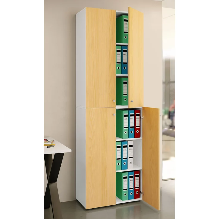 VCM Büroschrank Ulas 919147 Weiß / Buche H. 220 x B. 70 x T. 40cm – Bild 2