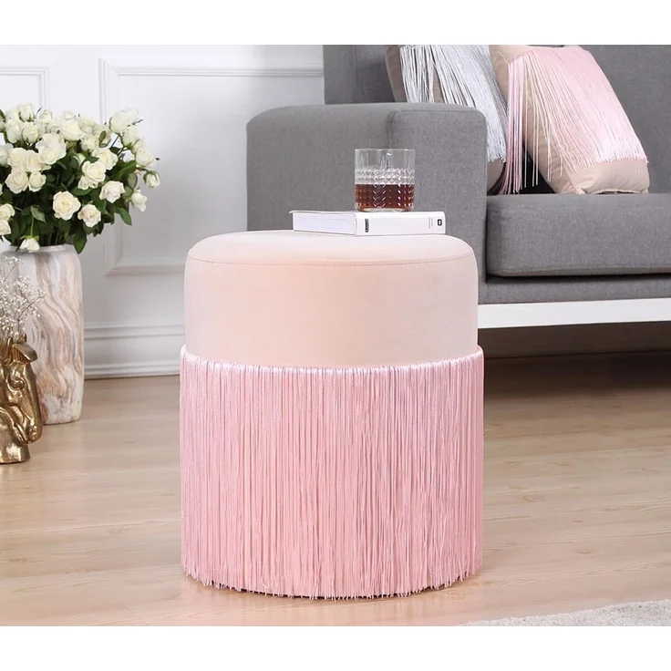 Hanah Home 'Merkur - Pink' Pouffe, Rosa, 45 x 40 x 45 cm – Bild 2