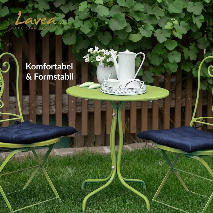 Lavea Stuhlkissen MONACO - weich gepolsterten Sitzkissen Set (4er & 8er), 40x40x3 cm, mit Stoffbändern, Indoor & Outdoor, für Garten & Balkon – Bild 1