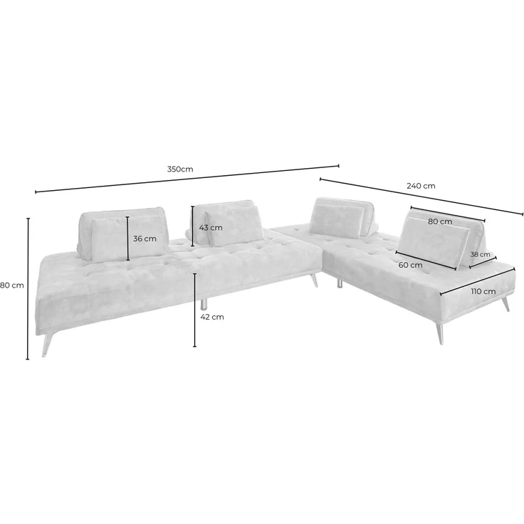KAWOLA Sofa WIOLO Ecksofa velvet taupe 80 x 240 x 350 cm – Bild 8