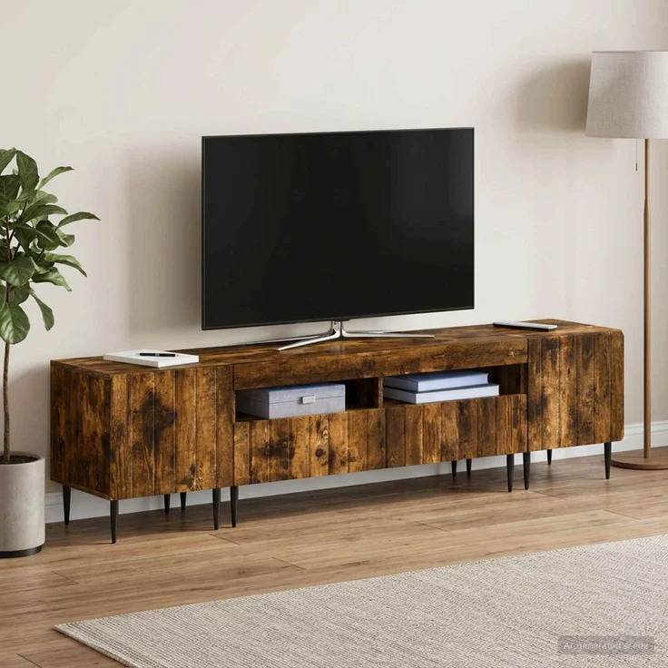 vidaXL 3-teiliges LED TV Regal ZWOLLE Raucheiche Holzwerkstoff 3416521 – Bild 1