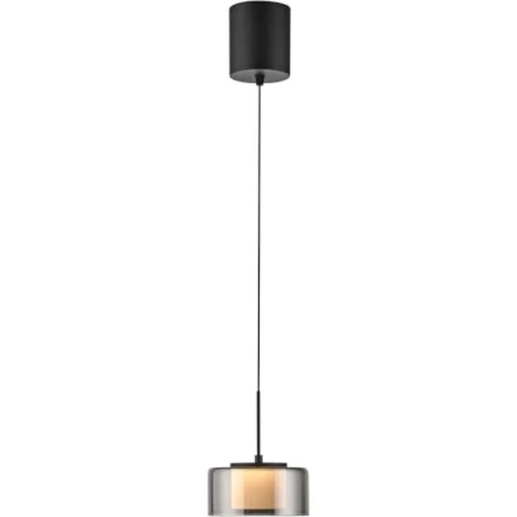LED-Pendelleuchte Rika, Glas, Schwarz, 15 x 180 x 15 cm