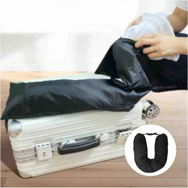 Rutaqian Nackenkissen Reisekissen, Ergonomisches Nackenkissen zum Befüllen mit Kleidung, Befüllbares Schlafkissen, Nackenkissenbezu, 1-tlg, Befüllbares Schlafkissen, Nackenkissenbezu, Tragbares Nacken Stützkissen für Flugzeugstuhl,Auto, Zuhause,Büro,78cm – Bild 3