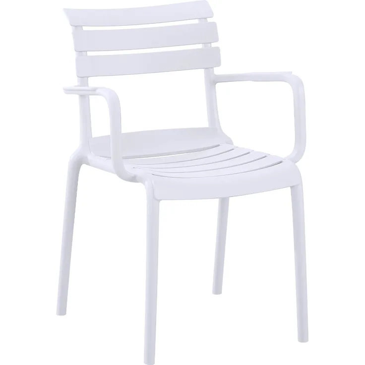 CLP Gartenstuhl Joliya stapelbar mit Armlehnen wetterfest UV-beständig bis 150 kg,weiß