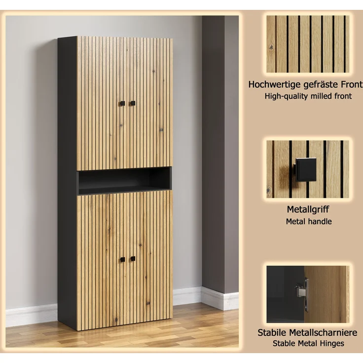 trendteam Hochschrank (Hochschrank) Badschrank Badhochschrank 70 x 188 x 31 cm – Bild 8