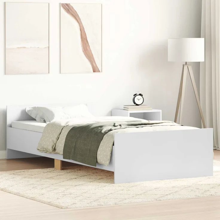 vidaXL Bettgestell mit Kopfteil Weiß 80 x 200 cm Holzwerkstoff 8009027