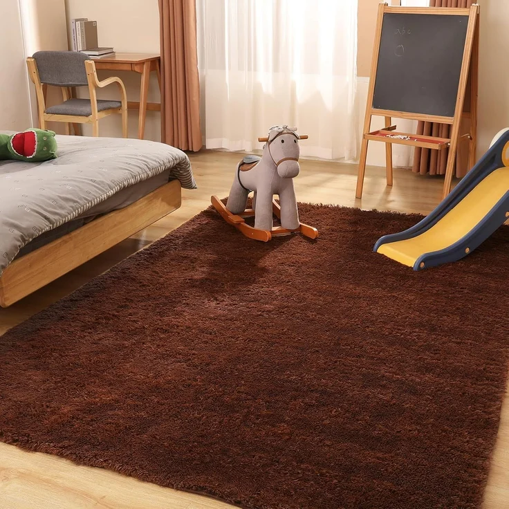 1 Stück Wohnzimmerteppich, superweich, rutschfest, 120x80 cm, Braun – Bild 7