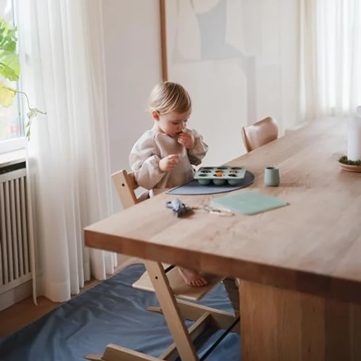Mushie Spritzmatte Bodenschutzmatte für Baby | Wasserdichte & Maschinenwaschbare Matte für Hochstuhl | 108x108 cm | Leicht, Langlebig & BPA-frei Splat Mat | Perfekt für Essensbereich (Tradewinds) – Bild 6