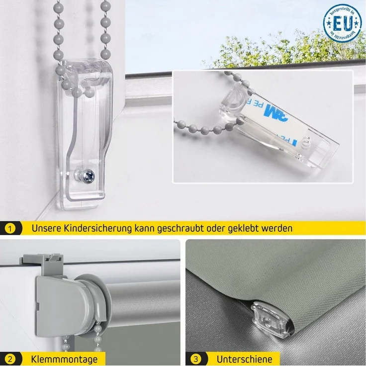 Verdunklungsrollo Thermorollo, 30 x 100 cm, dunkelgrau [Stoffbreite 26,6 cm], jalousiescout, verdunkelnd, ohne Bohren, freihängend, Klemmfix, Thermo-Rollo Vollverdunkelnd Thermo-Beschichtung, energiesparend – Bild 3