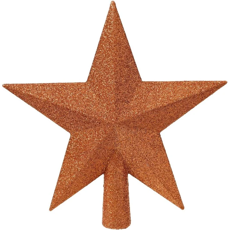 Kaemingk Christbaumspitze, Christbaumspitze Stern mit Glitzer 19cm Kunststoff - Warmorange – Bild 1
