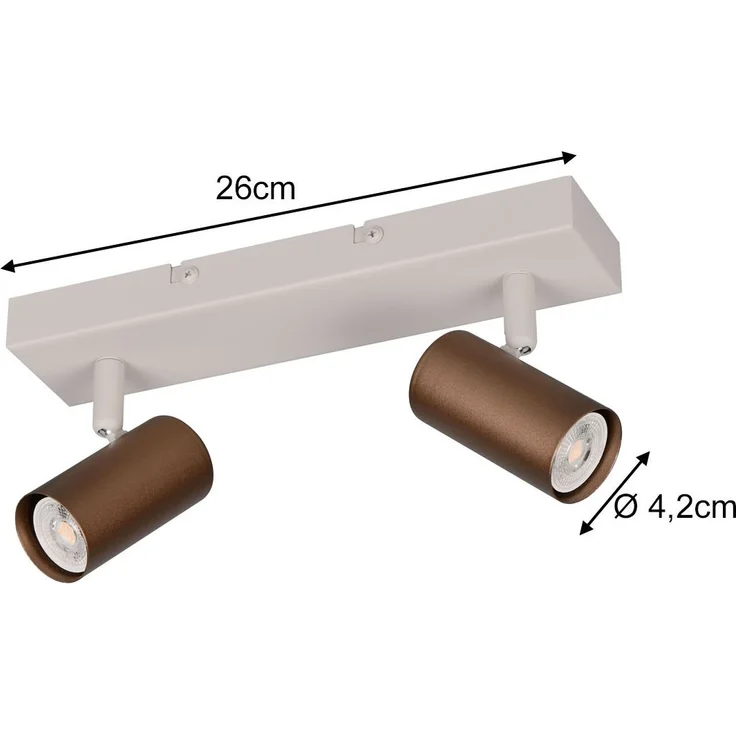 Deckenstrahler TARYN Coffee / Grau 2-flammig, Breite 26cm – Bild 4