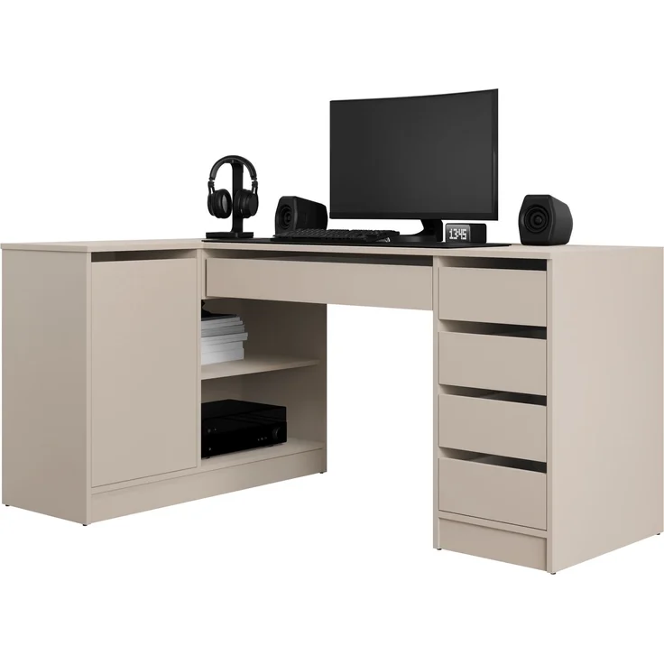 Eckschreibtisch / Eckschminktisch Ada (Farbe: Sandbeige) – Bild 1