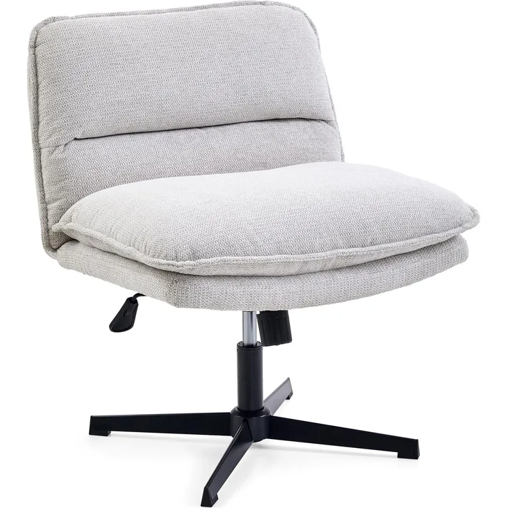 hjh LIVING Bürostuhl ohne Armlehnen, breiter Schneidersitz Stuhl mit gepolsterter Sitzfläche, ergonomischer Criss Cross Chair für Home Office, Wohnzimmer (Hellgrau)