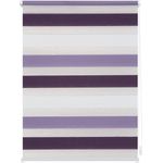 Lichtblick Doppelrollo Klemmfix ohne Bohren, Streifen Bunt, Blickdicht, Klemmträger-Montage, Sichtschutz, Wandmongtage, Deckenmontage, für Fenster und Türen Violett - Lila - Weiß,45x150 cm (B x L)