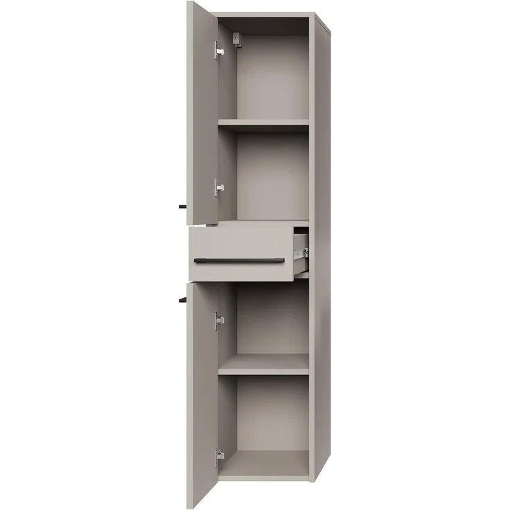 Badplaats Badezimmerschrank Florence 30 x 35 x 130 cm Cashmere - Hoch Badschrank mit 2 Türen und 1 Schublade – Bild 2
