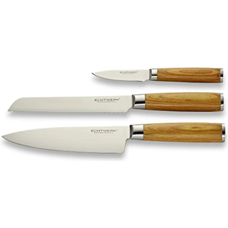 ECHTWERK Messer-Set Damaszener (Set, 5-tlg), Küchenmesser-Set mit Holzgriffen in natürlicher Optik – Bild 2