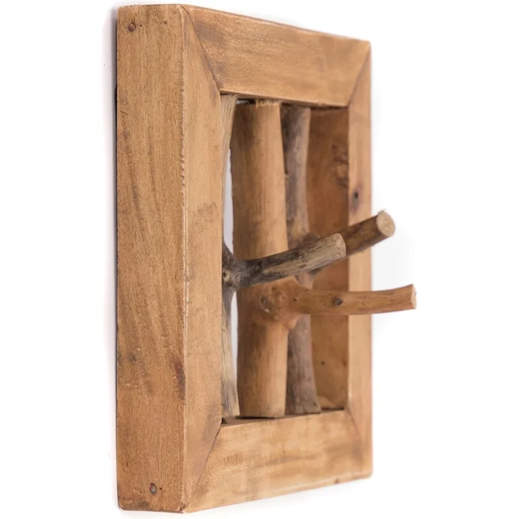 CREEDWOOD Wandgarderobe WANDGARDEROBE "LEONOR 25", Altholz massiv, 3 Haken, Äste Hakenleiste – Bild 4