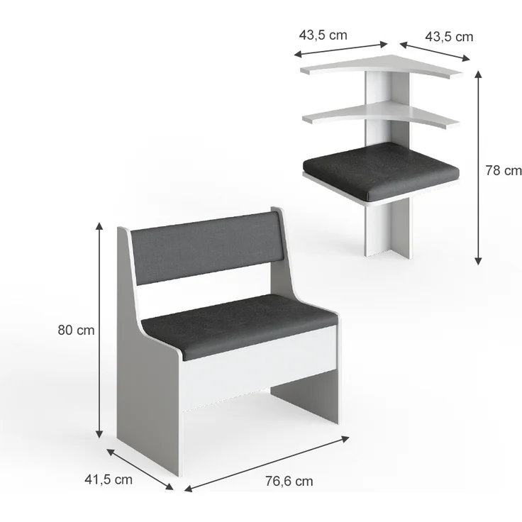 Eckbankgruppe Roman Weiß 120 x 120 cm Ohne Tisch Vicco – Bild 3