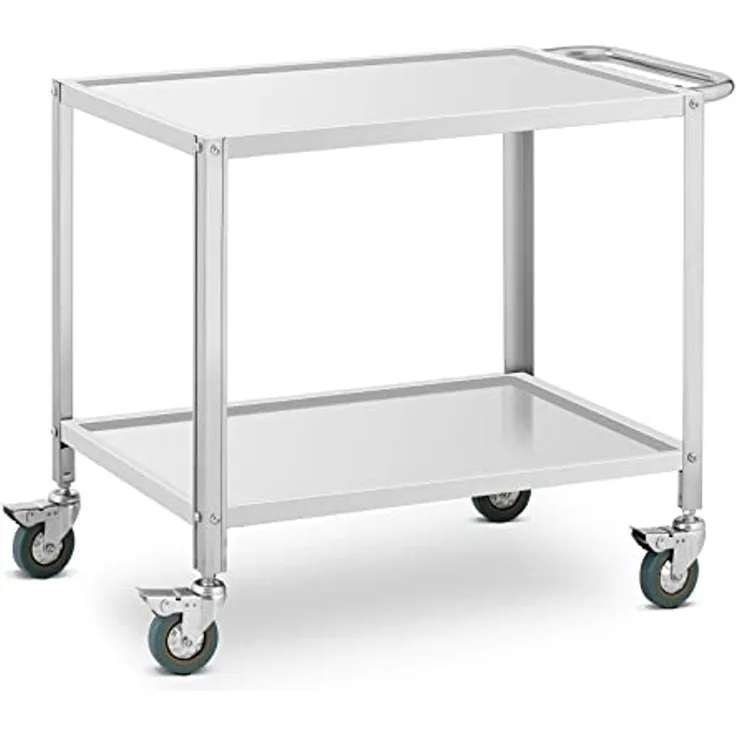 Royal Catering Servierwagen 2 Ebenen Küchenwagen Küchenrollwagen Lenkrollen Edelstahl 100kg Gastro