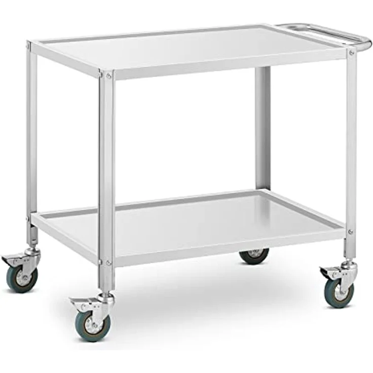 Royal Catering Servierwagen 2 Ebenen Küchenwagen Küchenrollwagen Lenkrollen Edelstahl 100kg Gastro – Bild 1