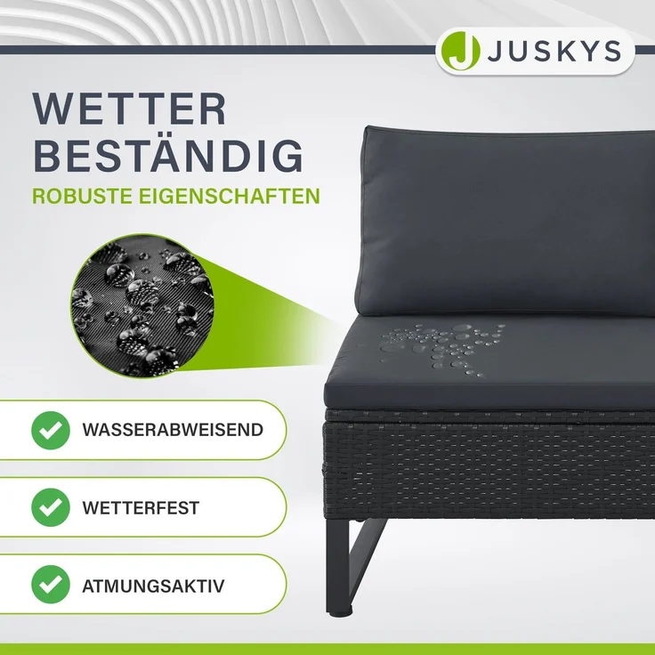 Juskys Outdoor Polyrattan Lounge Santorini - Gartenlounge mit Beistelltisch & Auflagenbox - Gartenmöbel Set Rattan Sitzecke wetterfest - Schwarz – Bild 3