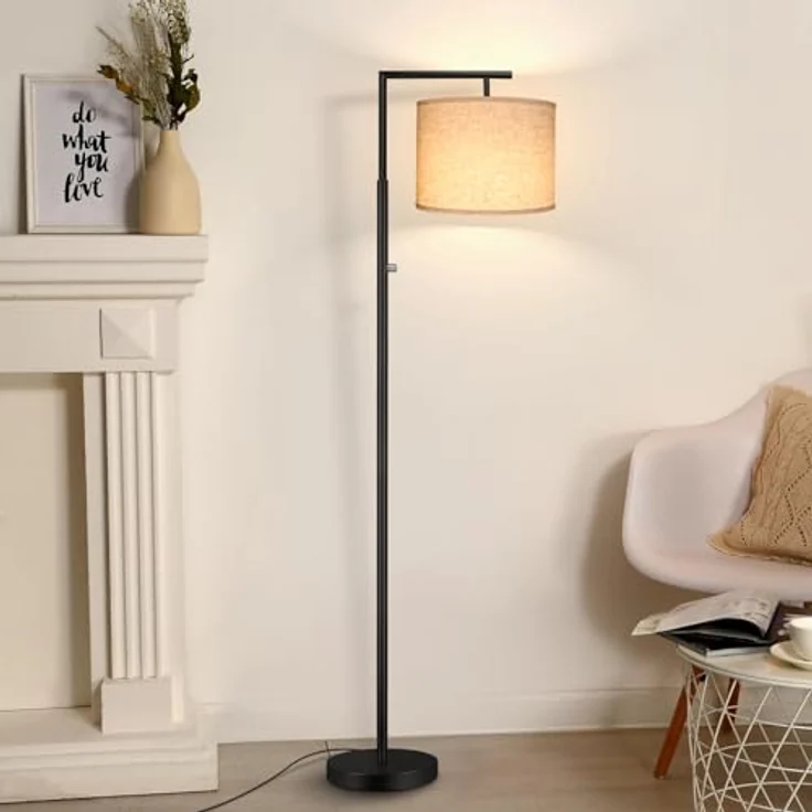 ROTTOGOON Dimmbare Stehlampe mit Fernbedienung Moderne Stehlampen mit 4 Farbtemperaturen und Beigefarbenem Schirm Hohe Stehlampe für Wohnzimmer Schlafzimmer Büro (inkl. LED-Lampe) Schwarz – Bild 6