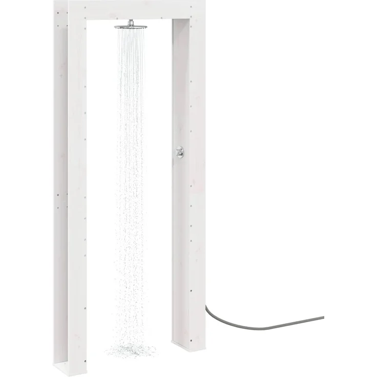 vidaXL Gartendusche 226 cm Massivholz Kiefer und Edelstahl Weiß 886337 – Bild 3
