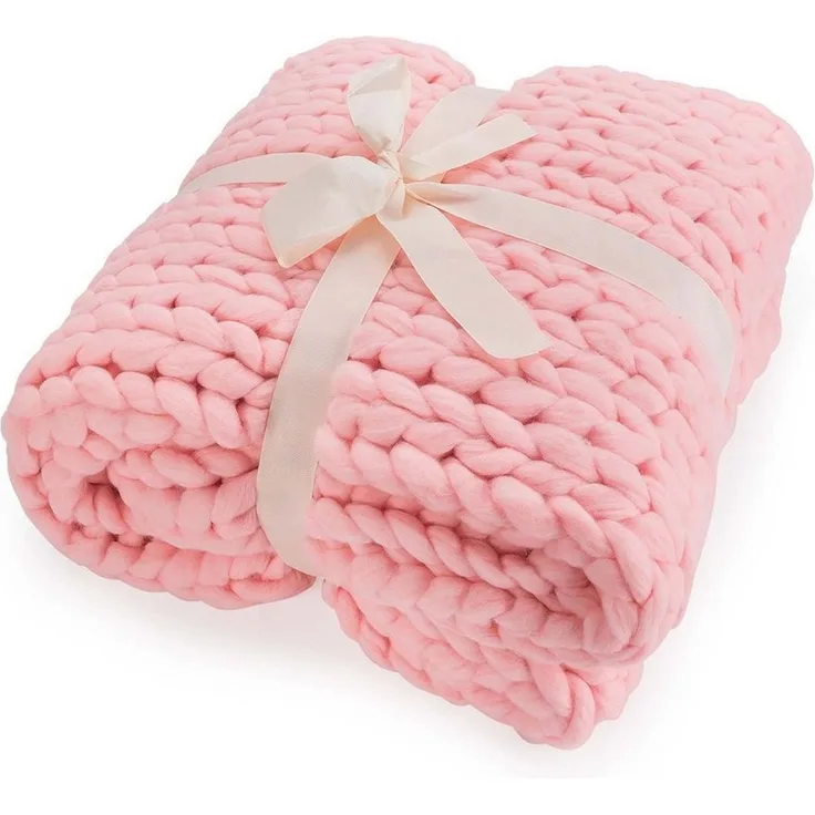 Feluna Tagesdecke Grob gestrickte Kuscheldecke, Grobstrick Überwurf Wolldecke Strickdecke