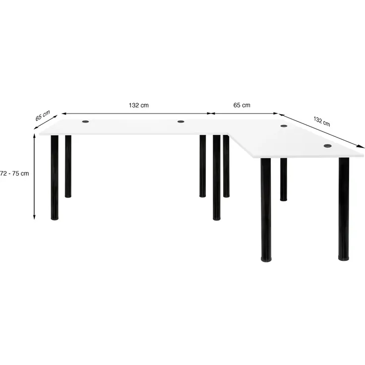 SyberDesk Gaming Pro Eckschreibtisch 197 x 132 cm – großer Computertisch, Eckschreibtisch, Schreibtisch für Büro & Gaming (rechts, weiß) – Bild 3