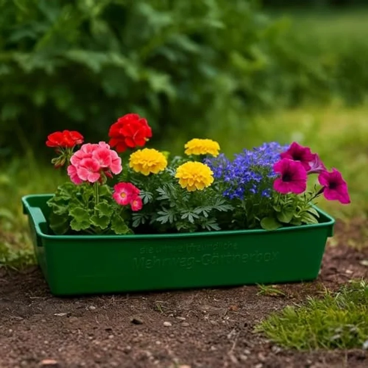 Gärtnerbox Pflanzschale Pikierschale Grün 58x32x11cm Pflanzwanne Blumenkasten Anzuchtwanne eckig Saatschale - robust, wetterfest, frostfest – Bild 5