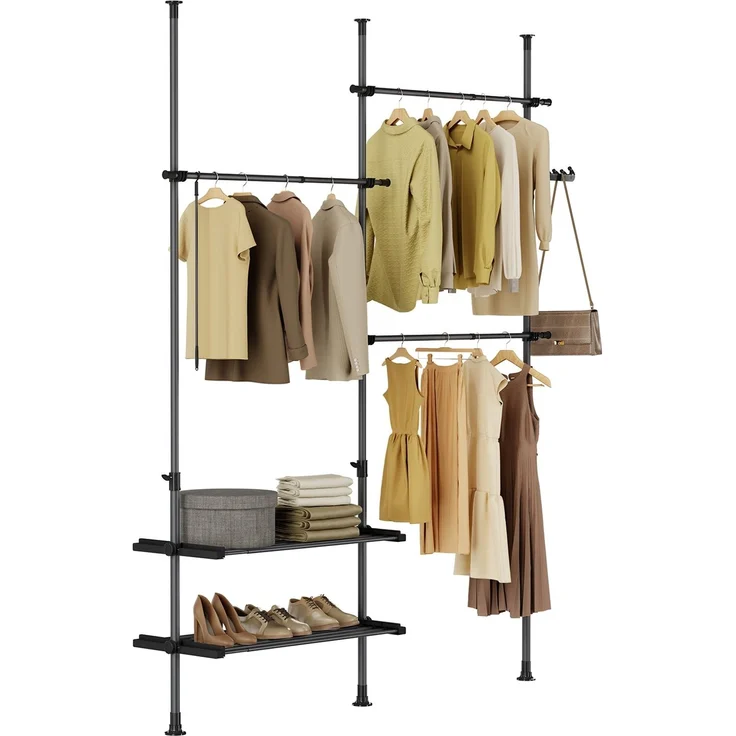 SoBuy FRG34-II-SCH Garderobenständer, Metall, Pulverbeschichtung, Schwarz, 113 x 295 x 42 cm – Bild 1