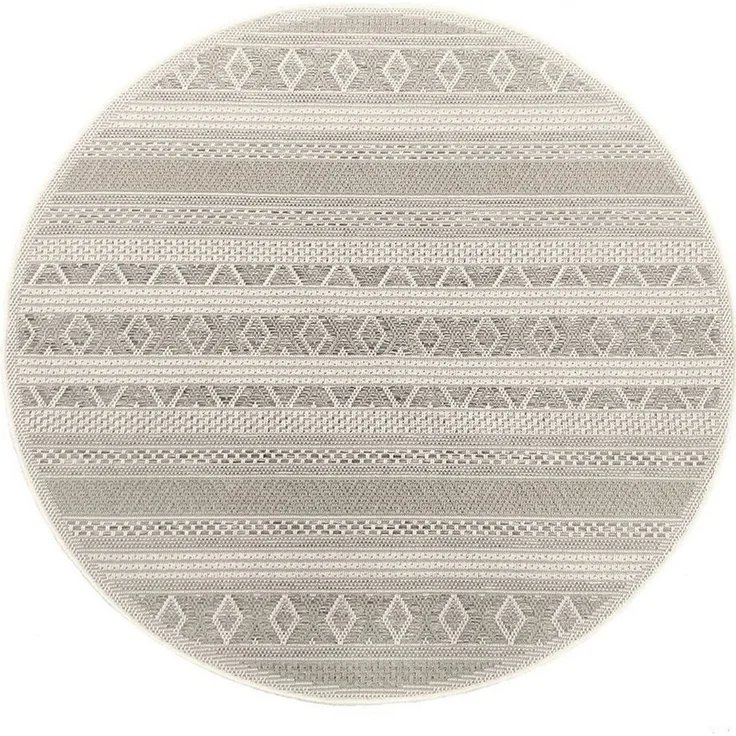 the carpet Calgary - robuster Teppich, Flachgewebe, modernes Design, ideal für Küche und Esszimmer, Vintage-Optik, Boho-Style, besonders flach, auch für den Außenbereich, Beige, 120x120 cm