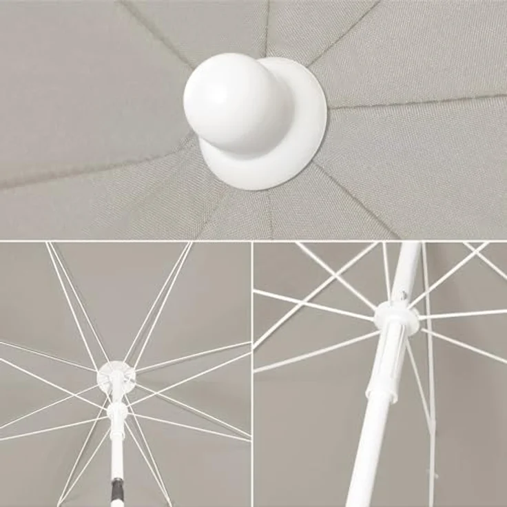 Sekey Sonnenschirm Ø 180 cm Balkonschirm Rund Strandschirm Sonnenschirm mit Schutzhülle, LxB: 180x180 cm, Neigungswinkel verstellbar, Höhe verstellbar, mit Tragetasche – Bild 6