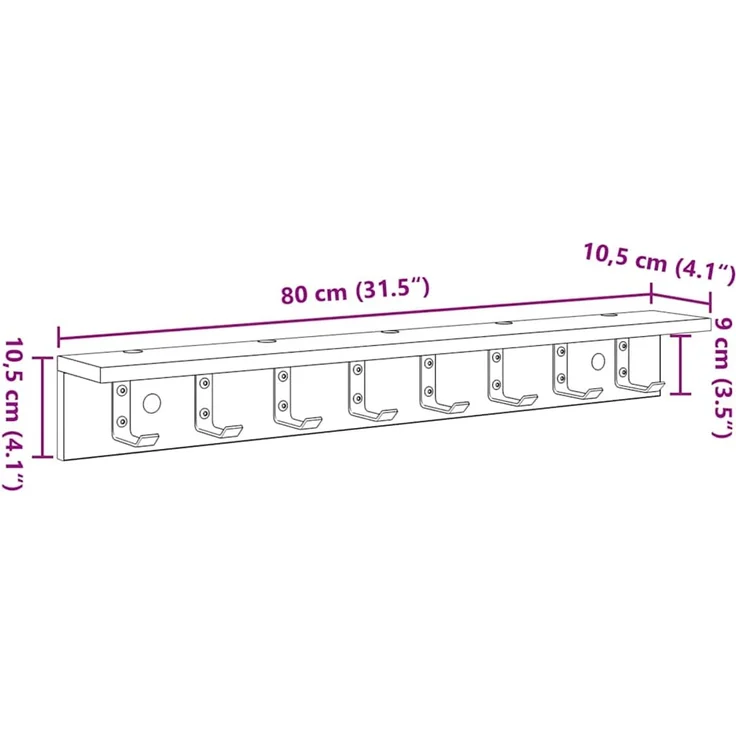 vidaXL Wandmontierter nachttisch Altholz 80 x 10,5 x 10,5 cm 874369 – Bild 11