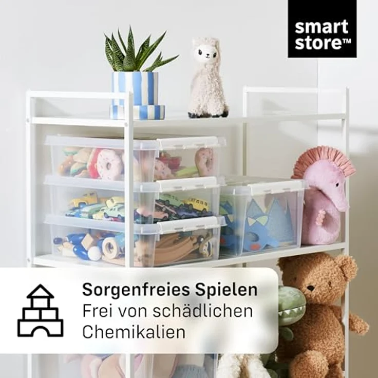 SmartStore - 4x Aufbewahrungsbox mit Deckel Classic 8L (34 x 25 x 16 cm) | Stapelbare Box mit Deckel | Lebensmittelechte Kunststoffbox | Plastikbox mit Deckel & verstärkten Ecken | 10 Jahre Garantie – Bild 5