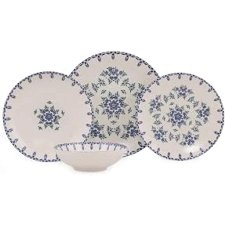 Tafelservice (24-teilig), 'GBSATN24Y4R1654', Weiß, Blau – Bild 6