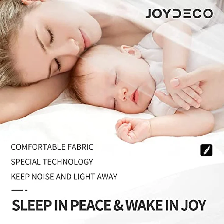 Joydeco Verdunkelungsvorhänge, 2 Paneele, thermische Isolierung, Raumverdunkelung, mit Ösen, für Wohnzimmer, Schlafzimmer, Fenster, ca. 105 x 215 cm (B x L), Grau-Weiß – Bild 5
