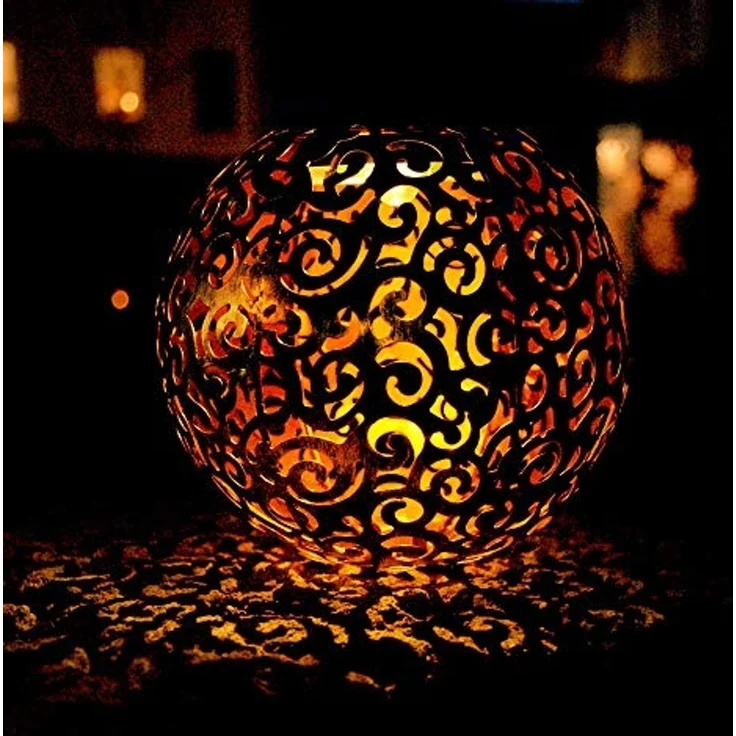 2x LED Solarleuchten, Dekorgeflecht-Kugel, Höhe 54 cm – Bild 5