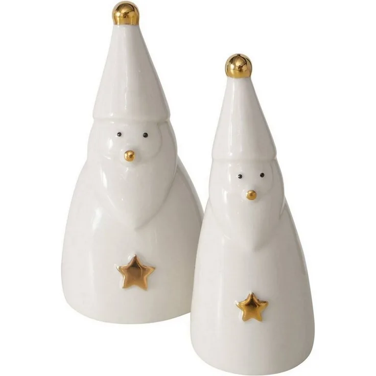 BOLTZE GRUPPE Weihnachtsfigur Dekofiguren aus Porzellan, weiße Weihnachtsmänner, 2er-Set (Deko-Objekt, Deko-Objekt), Weihnachtsmänner, 2er-Set