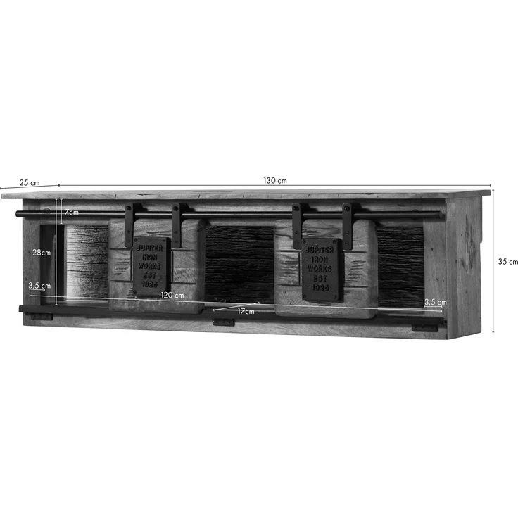 Wandregal Mango / Altholz 130x25x35 natur lackiert RAILWAY LUX #152