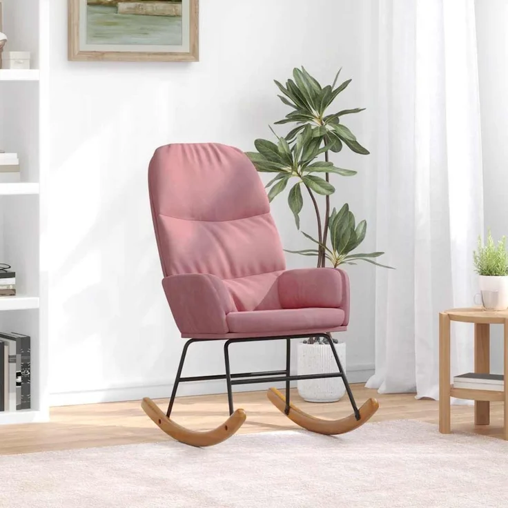 vidaXL Schaukelstuhl Rosa Samt 4102625 – Bild 1