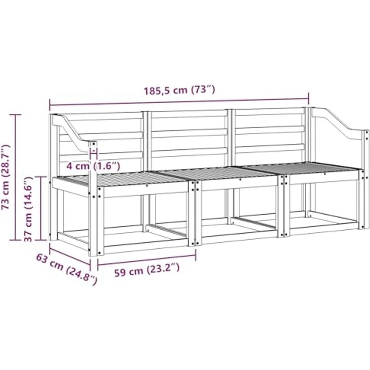 vidaXL Outdoor-Sofagarnitur 3 pcs Natur Massivholz Akazie 3365952 – Bild 3