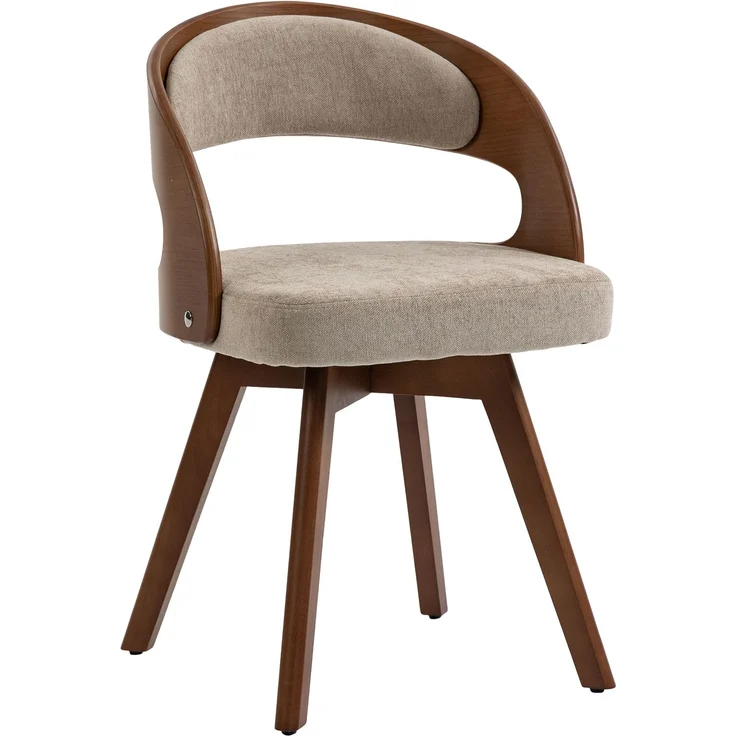 LVHOM Esszimmerstuhl 360° drehbar, 2er Set, Polsterstuhl aus Leinen und Massivholz, Küchenstuhl gepolstert, ergonomischer Schalenstuhl mit Armlehne, bis 150 kg – Bild 2