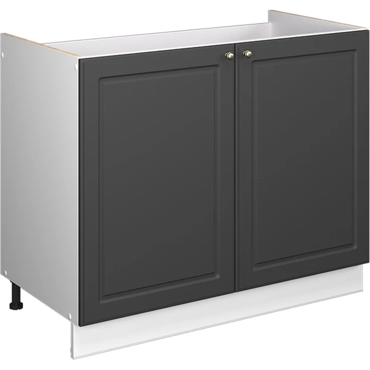 Spülenunterschrank Fame-Line Anthrazit-Gold Landhaus/Weiß 100 cm ohne Arbeitsplatte Vicco – Bild 1