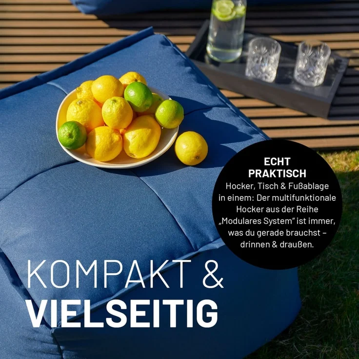 Lumaland Sitzsack-Sofa, Polyester, Pouf, Grau, 40 x 54 x 54 cm – Bild 7