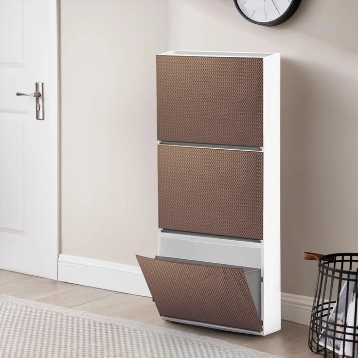 Avilia Schuhregal, geflochten, zur Wandmontage, 16 x 51,5 x 39 cm, Moka – Elegante und platzsparende Lösung für Ihre Schuhe – Bild 4