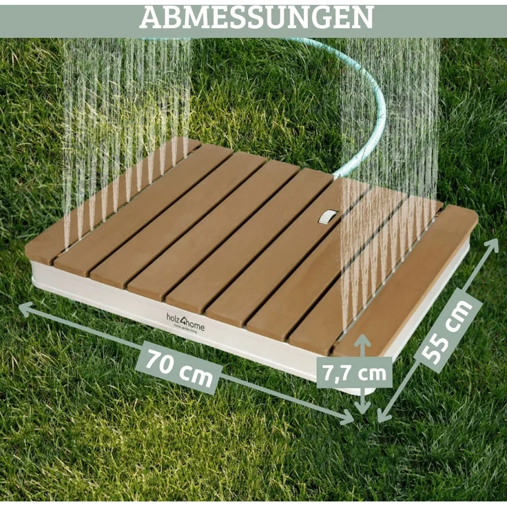 Gartendusche Outdoor eckig TYLIX - WPC Bodendusche 4m Fontänenhöhe mit Fußrad | Außendusche rutschfest Saunadusche Campingdusche wetterfest – Bild 2